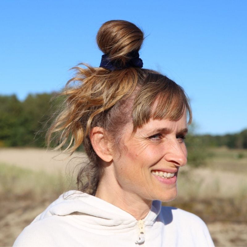 Upcycling Scrunchie Dunkelblau Hellblau 2er Pack