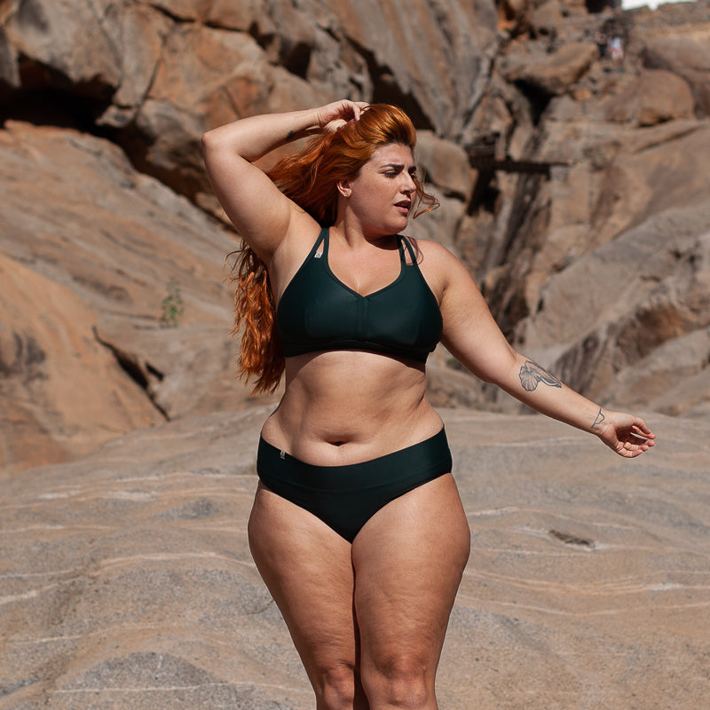 Soft Waist Bikini Hose FLOW Dunkelgrün