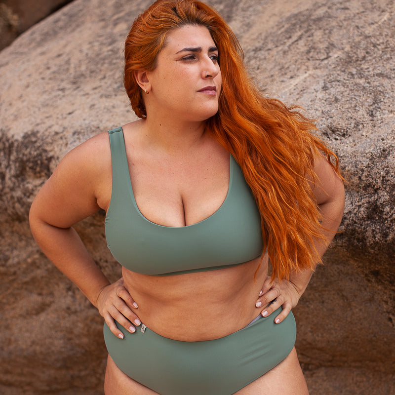 Wendbares Bikini Oberteil PURE Khaki Moosgrün