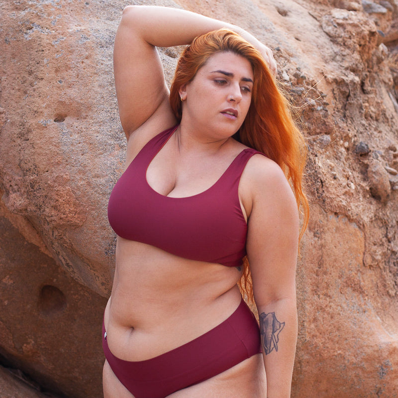 Reversible Bikini Top PURE Dark Red Rust Red