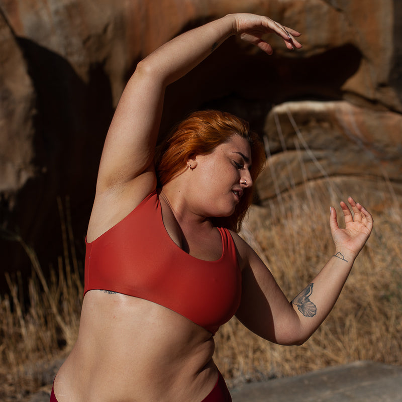 Reversible Bikini Top PURE Dark Red Rust Red