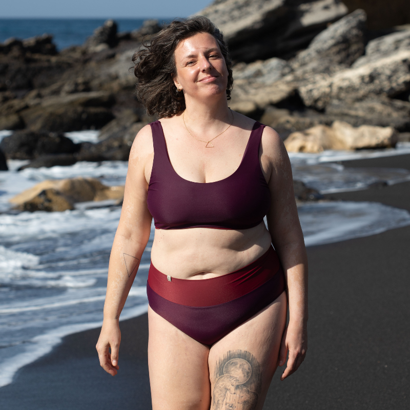 Soft High Waist Bikini Hose FEEL Beere Dunkelrot