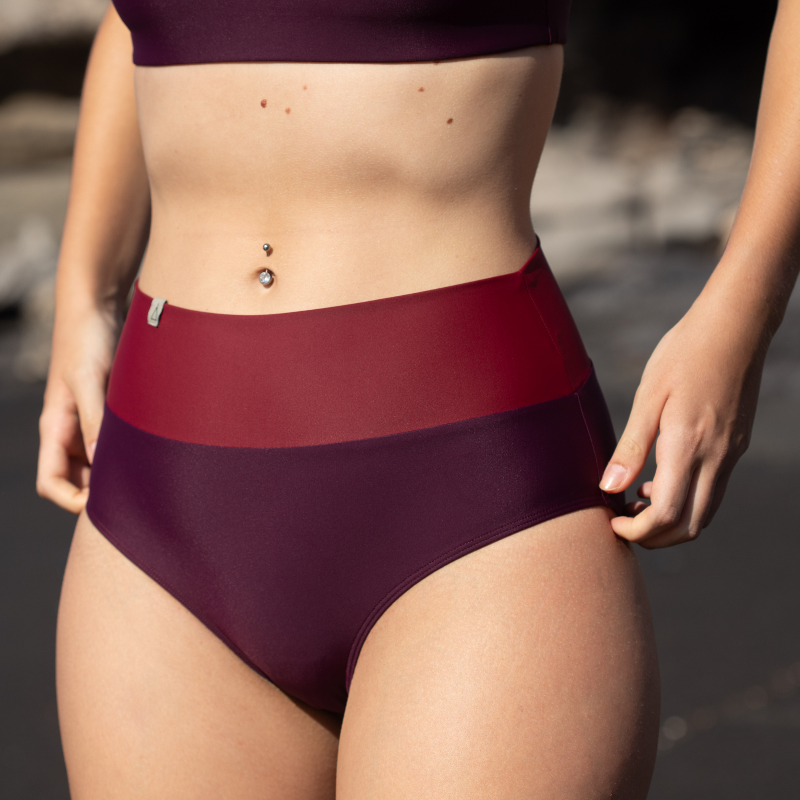 Soft High Waist Bikini Hose FEEL Beere Dunkelrot