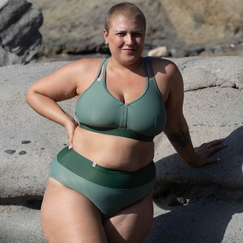 Soft High Waist Bikini Hose FEEL Khaki Moosgrün