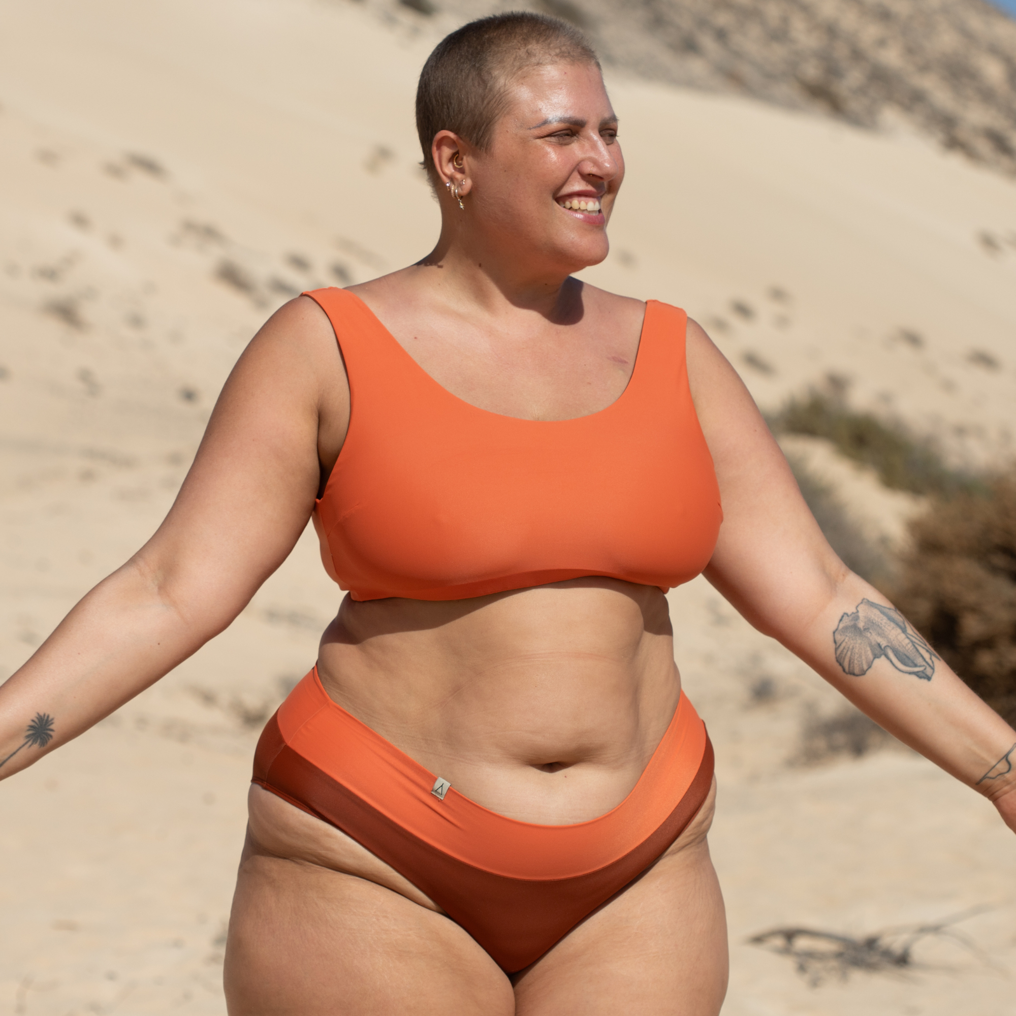Soft Waist Bikini Hose FLOW Rostbraun Apricot