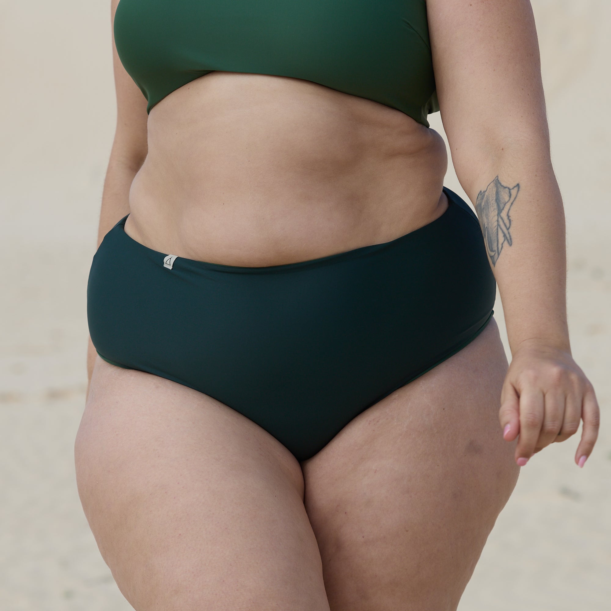 Wendbare High Waist Bikini Hose PURE Dunkelgrün Moosgrün