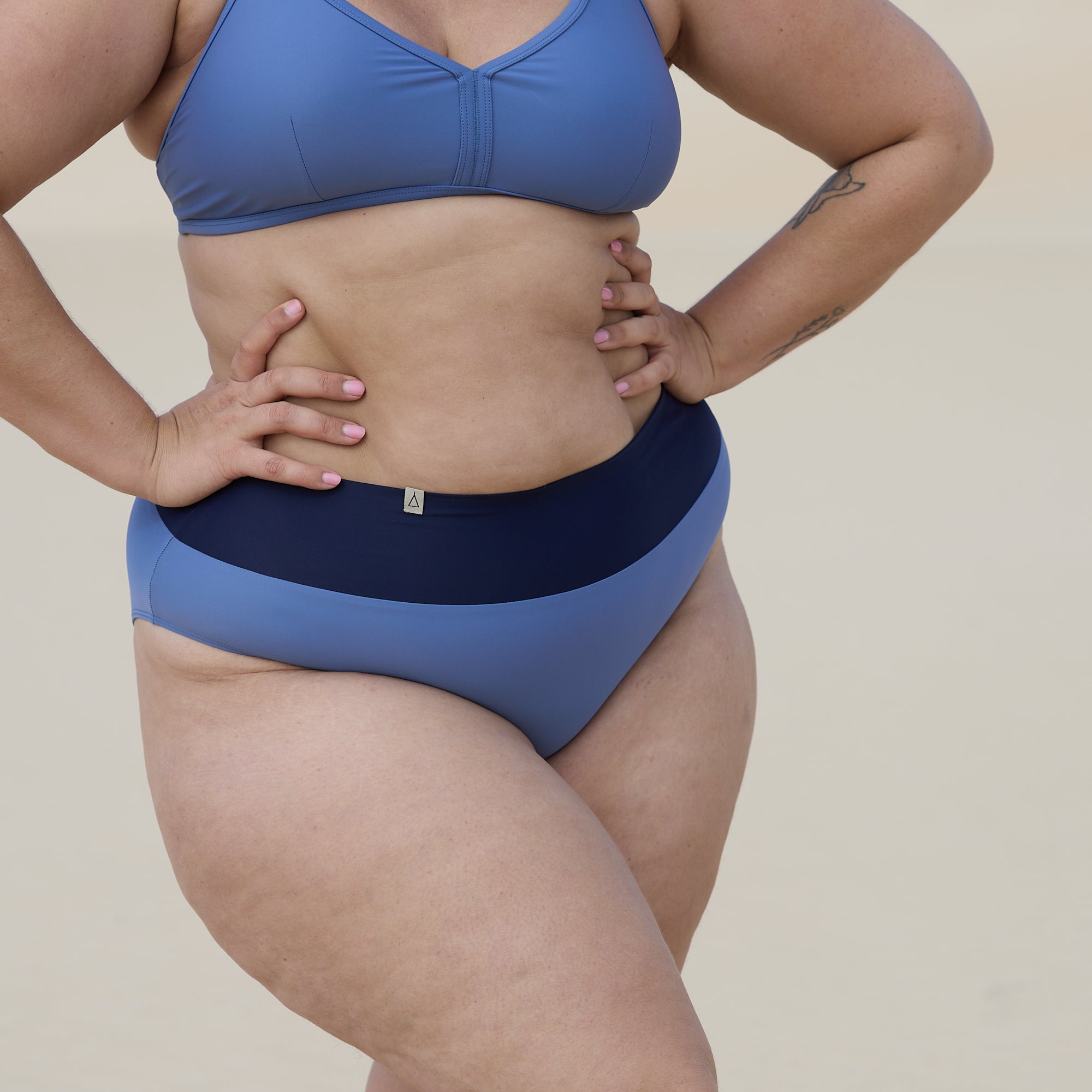 Bikini Hose Weicher Hoher Bund Lavendelblau Dunkelblau