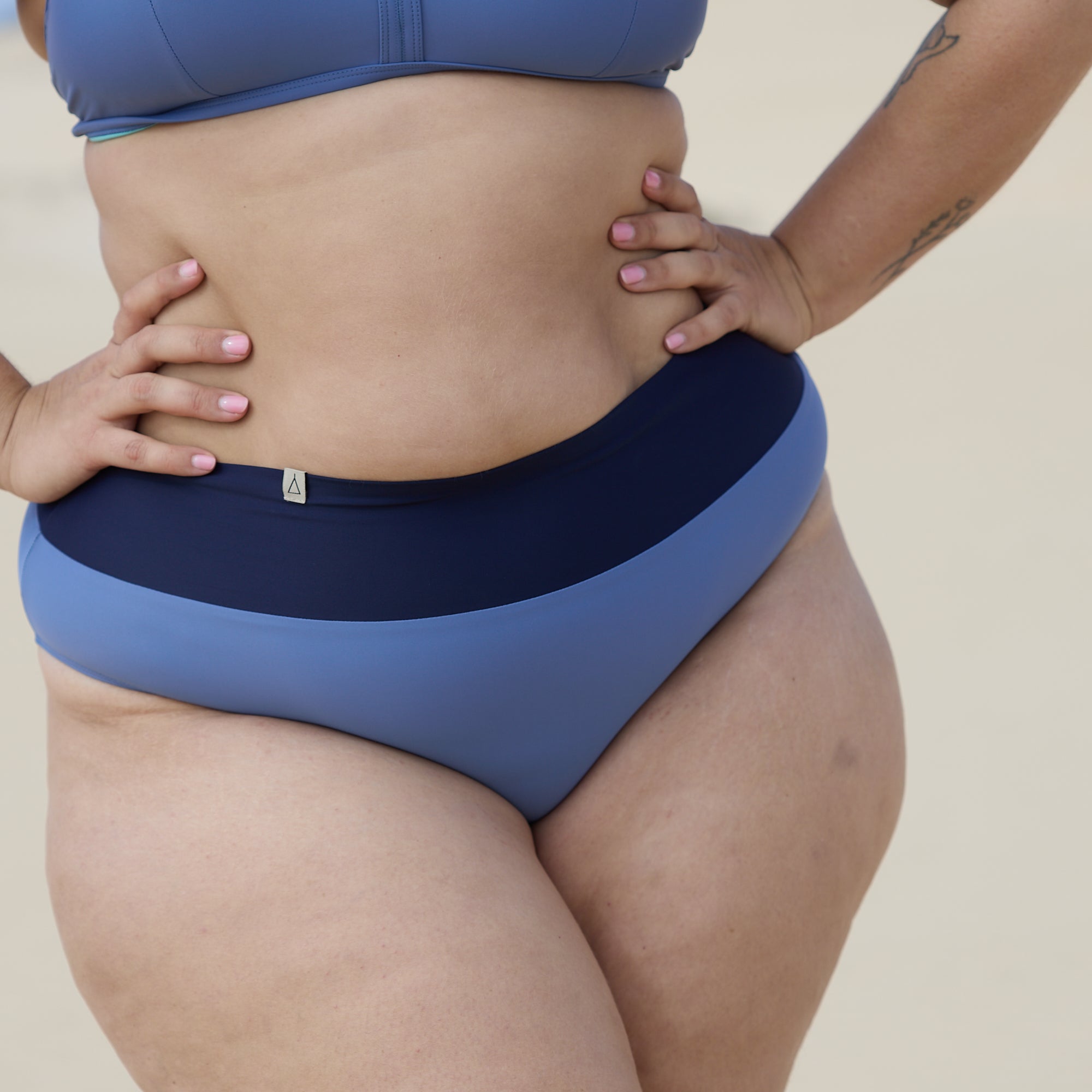Bikini Hose Weicher Hoher Bund Lavendelblau Dunkelblau
