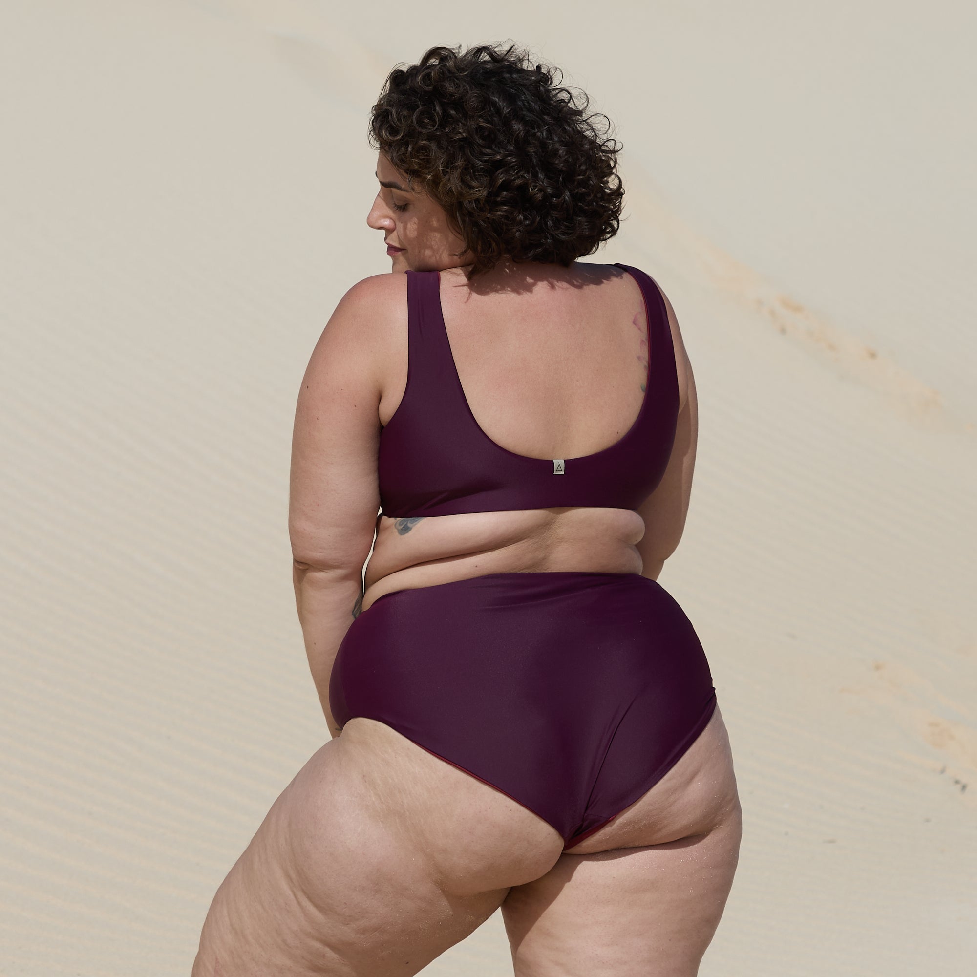 Wendbare High Waist Bikini Hose PURE Beere Dunkelrot
