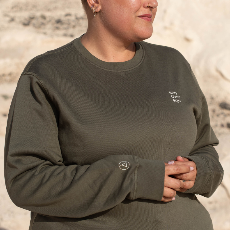 Statement Sweater Unisex Eco Khaki