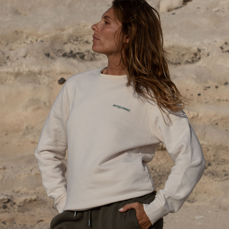 Statement Sweater Unisex Empower Vintage White