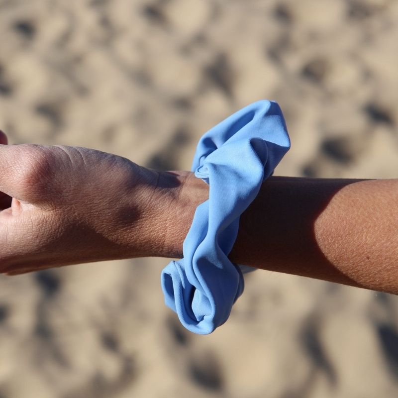 Upcycling Scrunchie Dunkelblau Hellblau 2er Pack