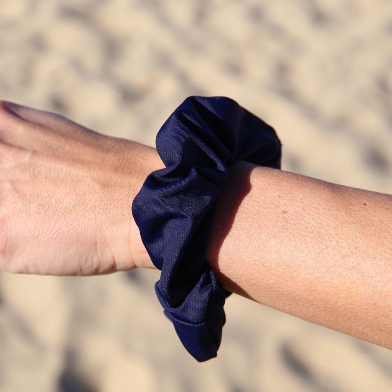 Upcycling Scrunchie Dunkelblau Hellblau 2er Pack