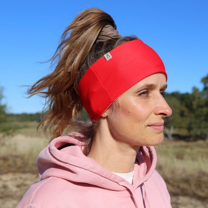 Upcycling  Wendbares Stirnband Rot Korall