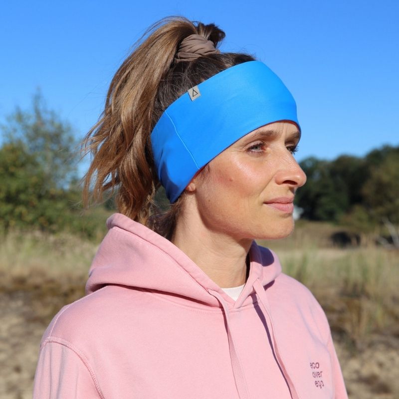Upcycling  Wendbares Stirnband Blau Korall