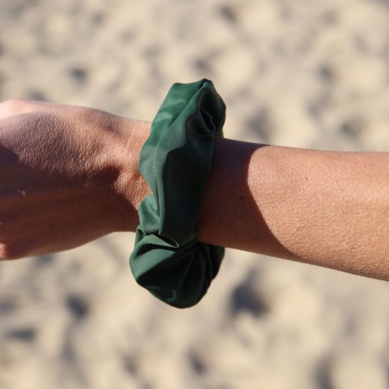 Upcycling  Scrunchie Schwarz Moosgrün 2er Pack