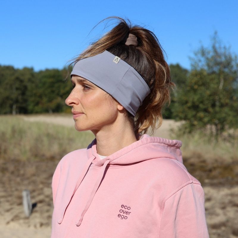 Upcycling  Wendbares Stirnband Khaki Grau