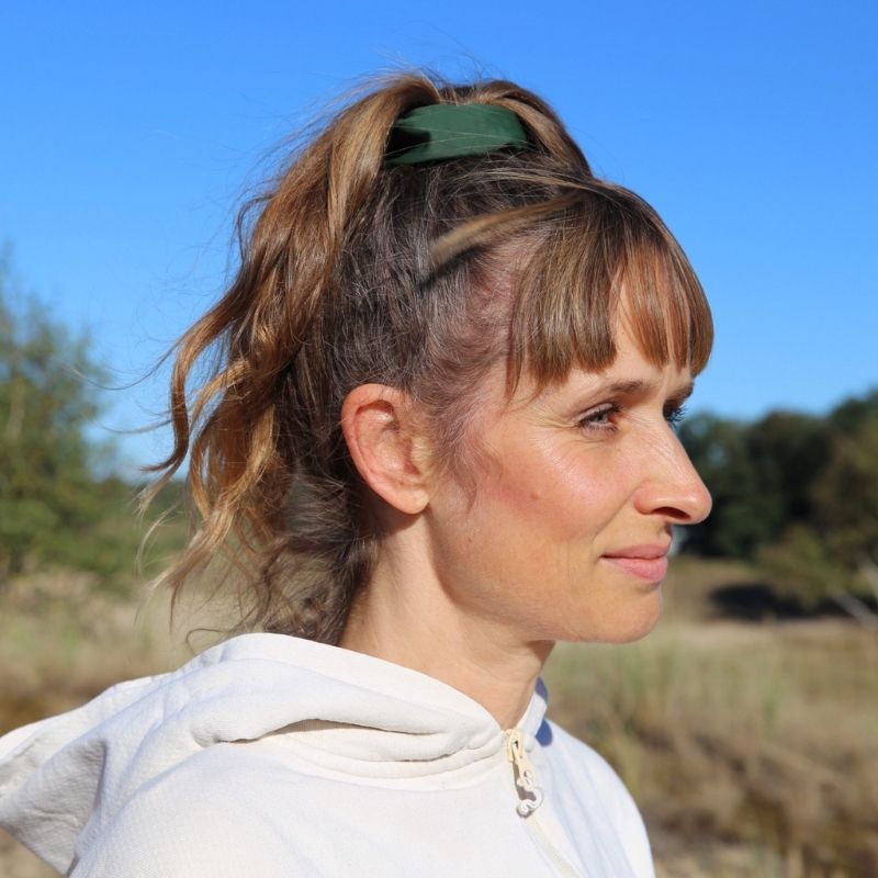 Upcycling  Scrunchie Schwarz Moosgrün 2er Pack