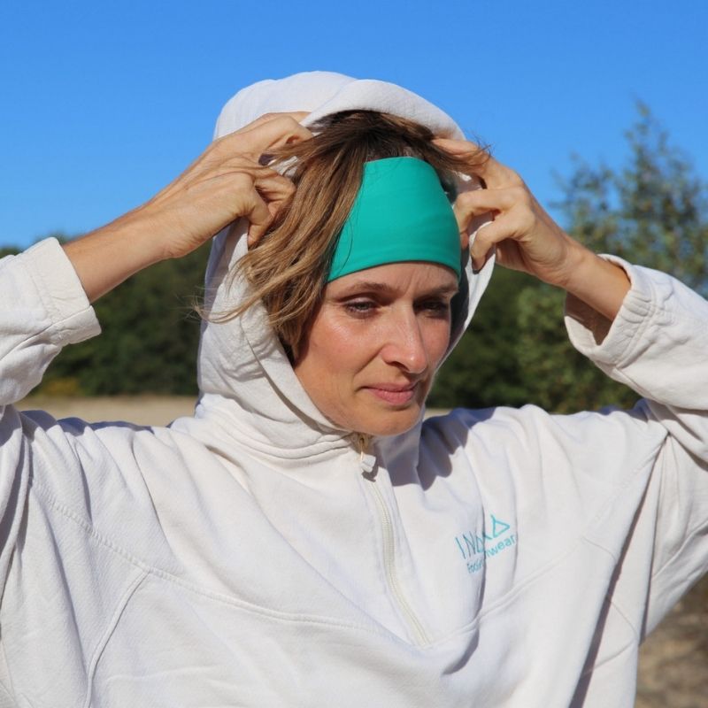Upcycling  Wendbares Stirnband Grün Korall