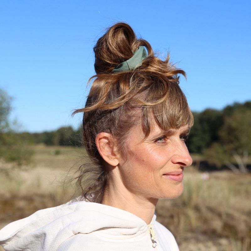 Upcycling  Scrunchie Khaki Grün 2er Pack