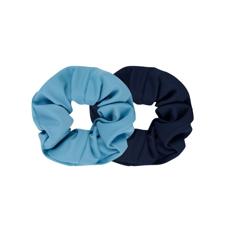 Upcycling Scrunchie Dunkelblau Hellblau 2er Pack