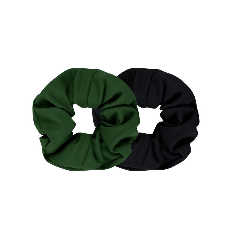 Upcycling  Scrunchie Schwarz Moosgrün 2er Pack
