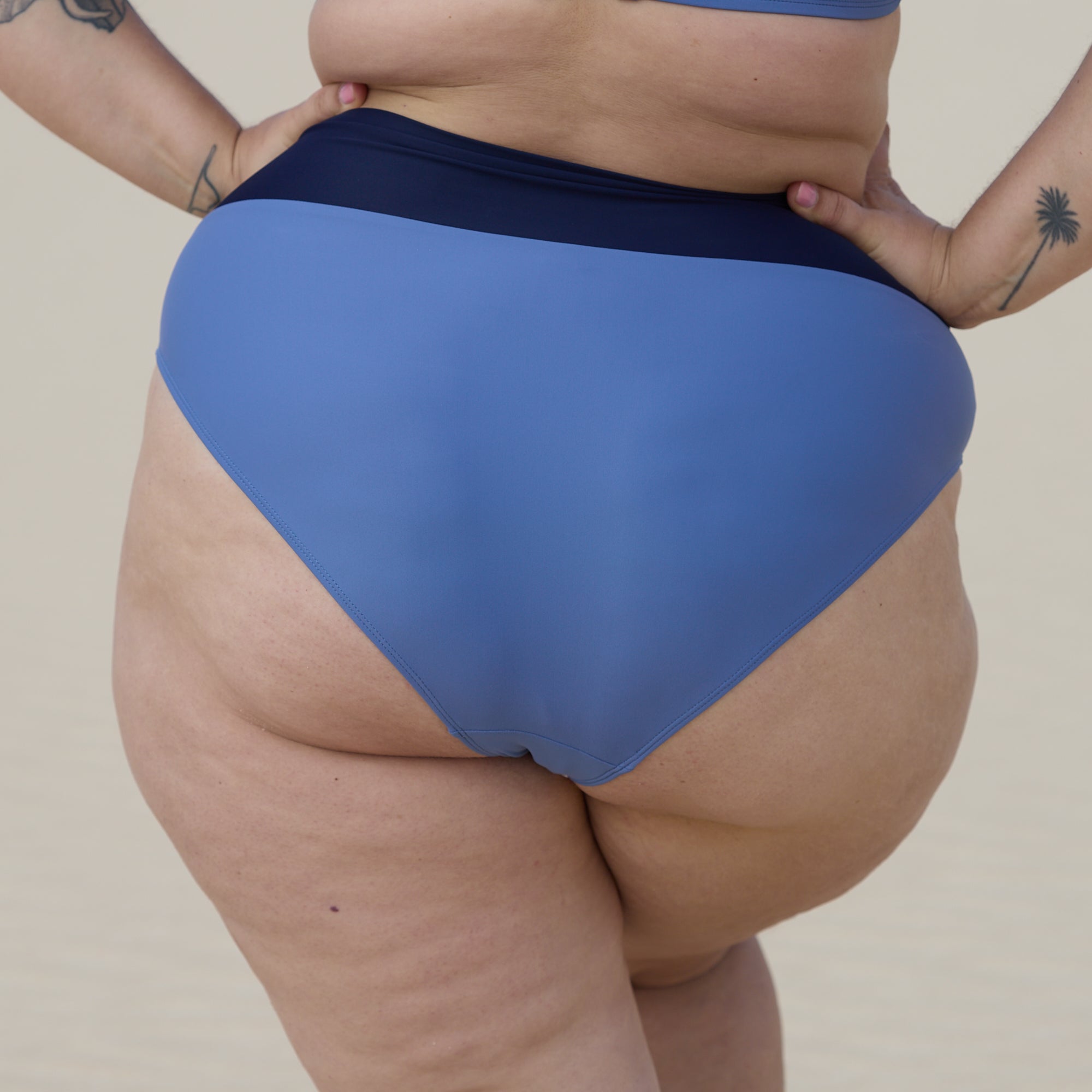 Bikini Hose Weicher Hoher Bund Lavendelblau Dunkelblau