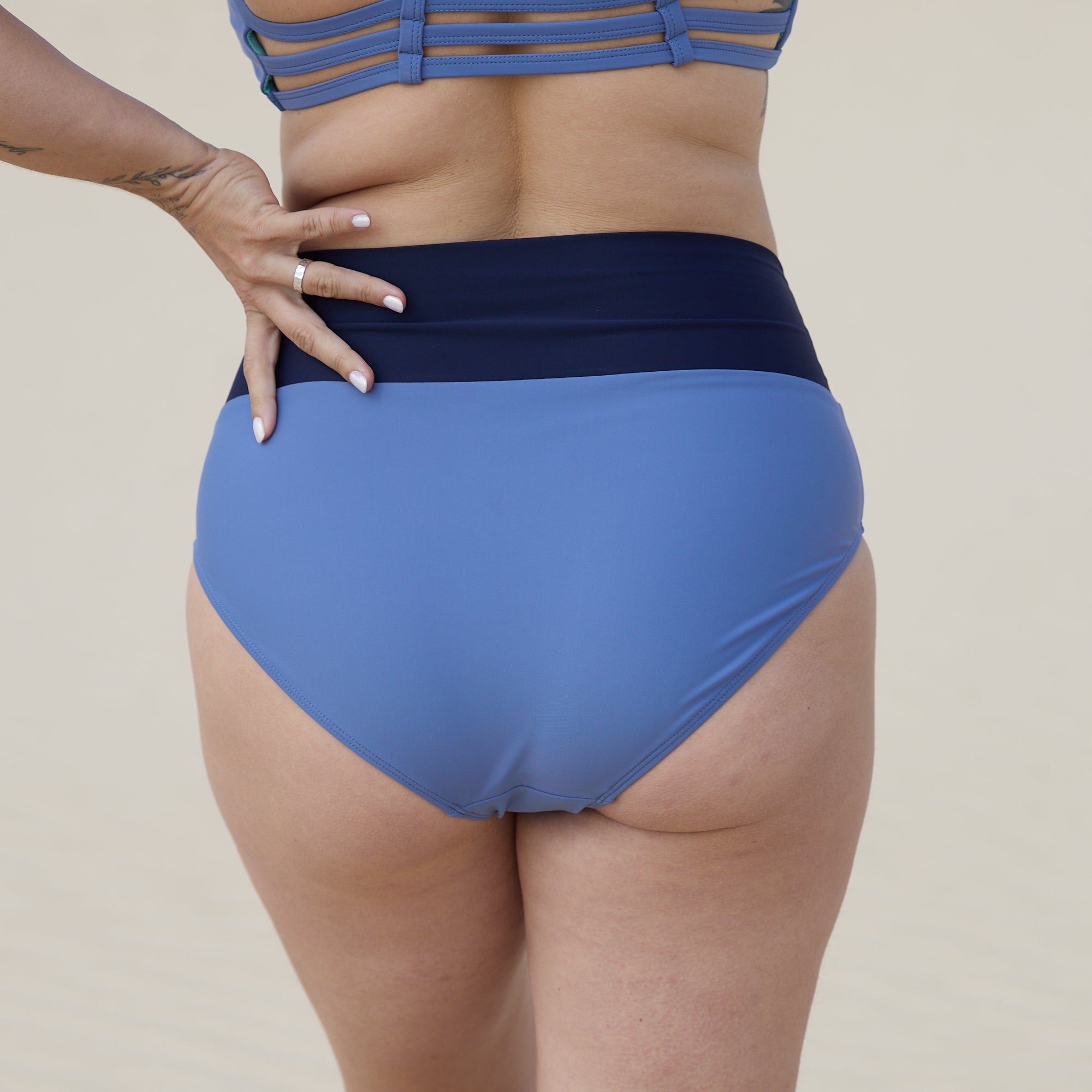 Bikini Hose Weicher Hoher Bund Lavendelblau Dunkelblau
