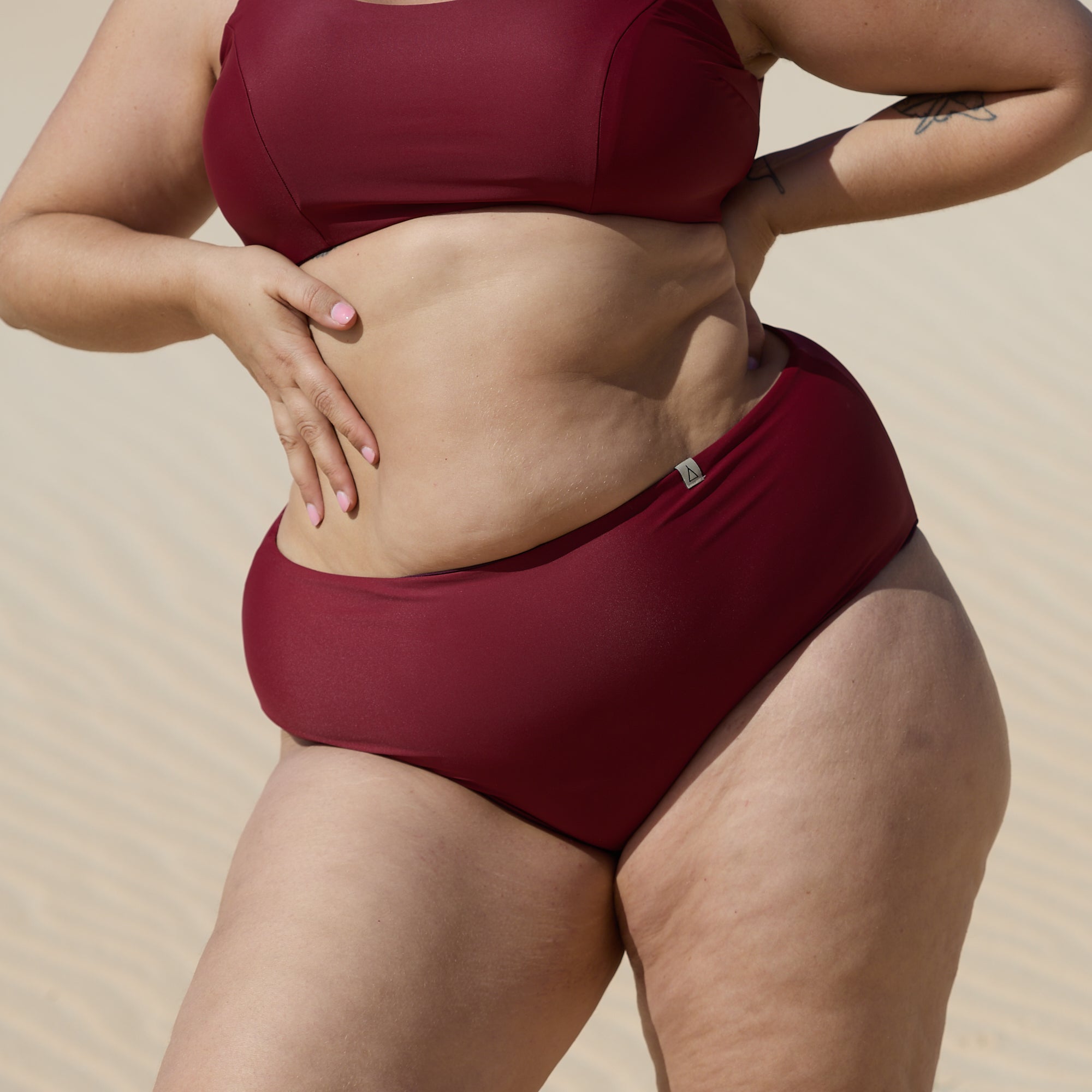 Wendbare High Waist Bikini Hose PURE Beere Dunkelrot