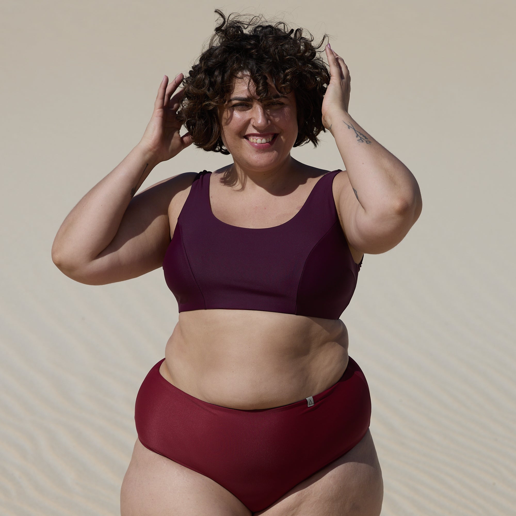 Wendbare High Waist Bikini Hose PURE Beere Dunkelrot