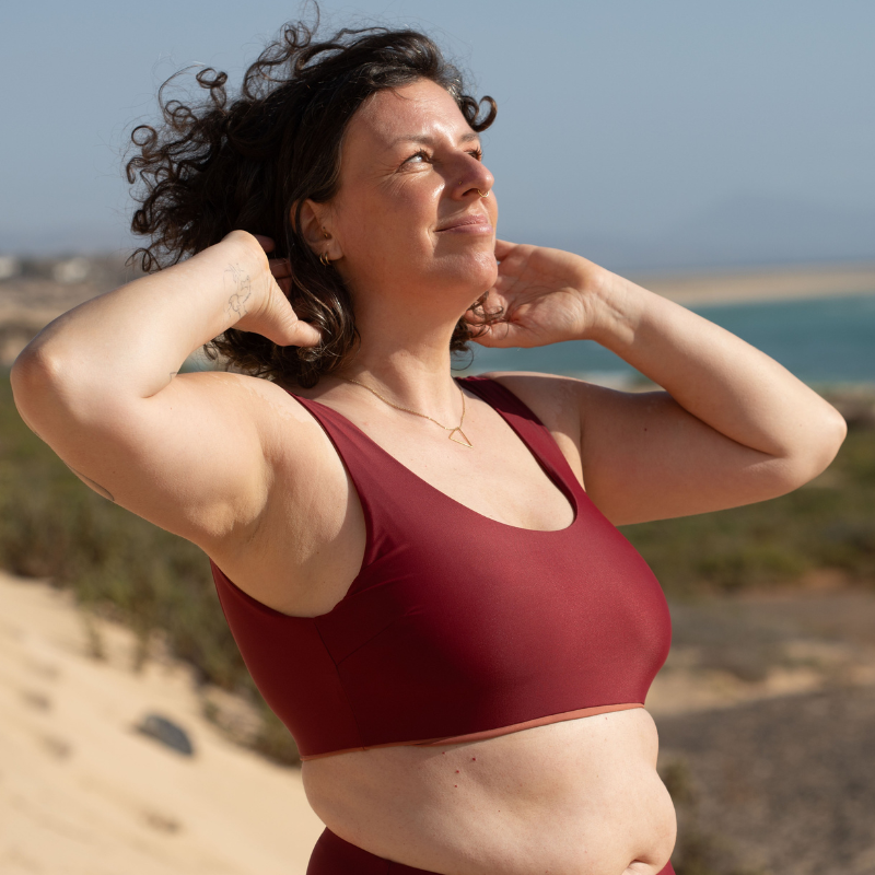 Wendbares Bikini Oberteil PURE Dunkelrot Vintage Rosé